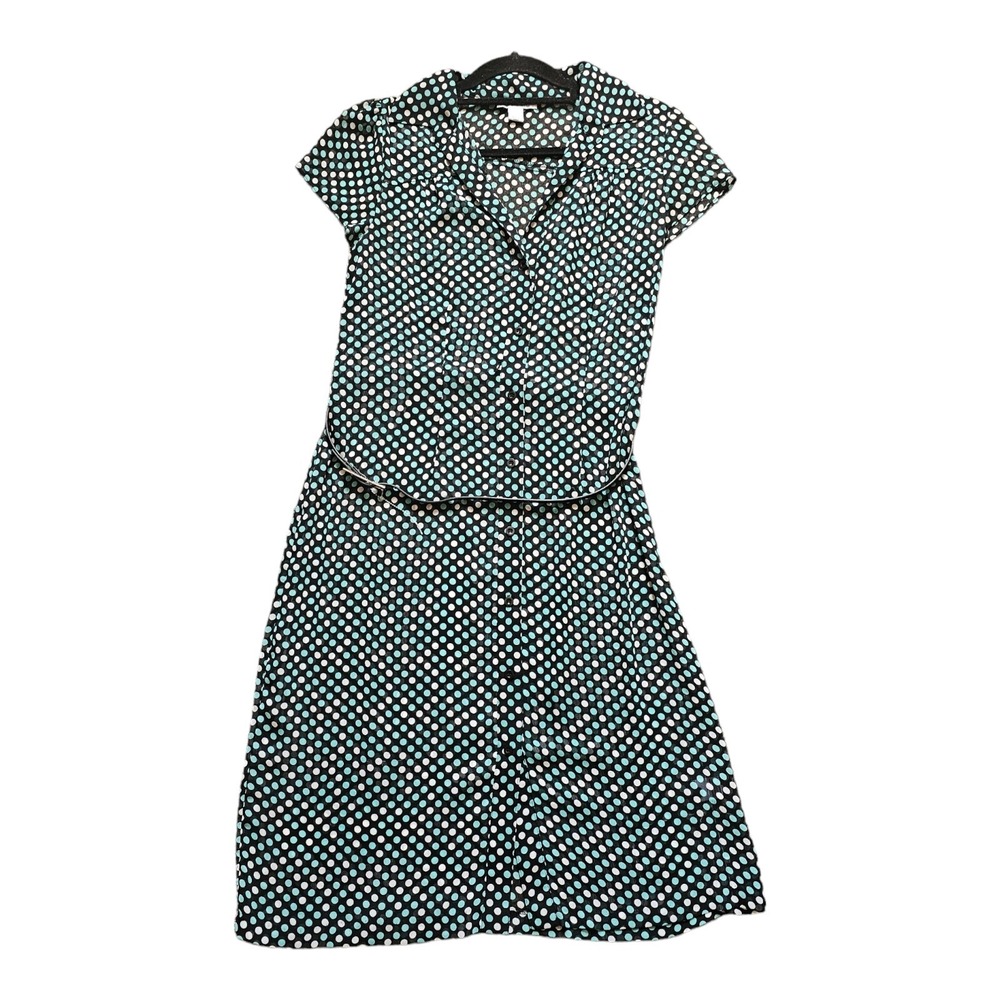 Dress Barn Dress, Size 10, Teal Green Shear Button Up Shirt Dress Knee Length